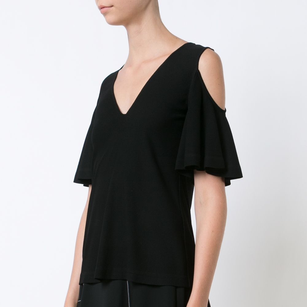 Derek Lam V-Neck Cold Shoulder Blouse - Picture 3 of 6